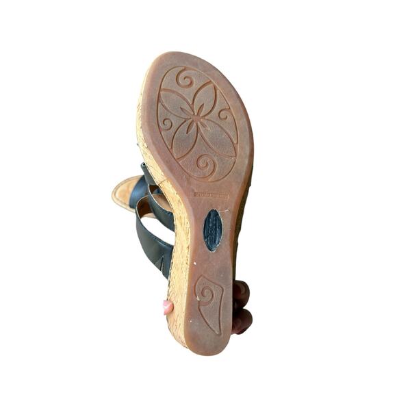 Born Black Strappy Slip on Cork Wedge Platform Sandals - 10 - Picture 7 of 10